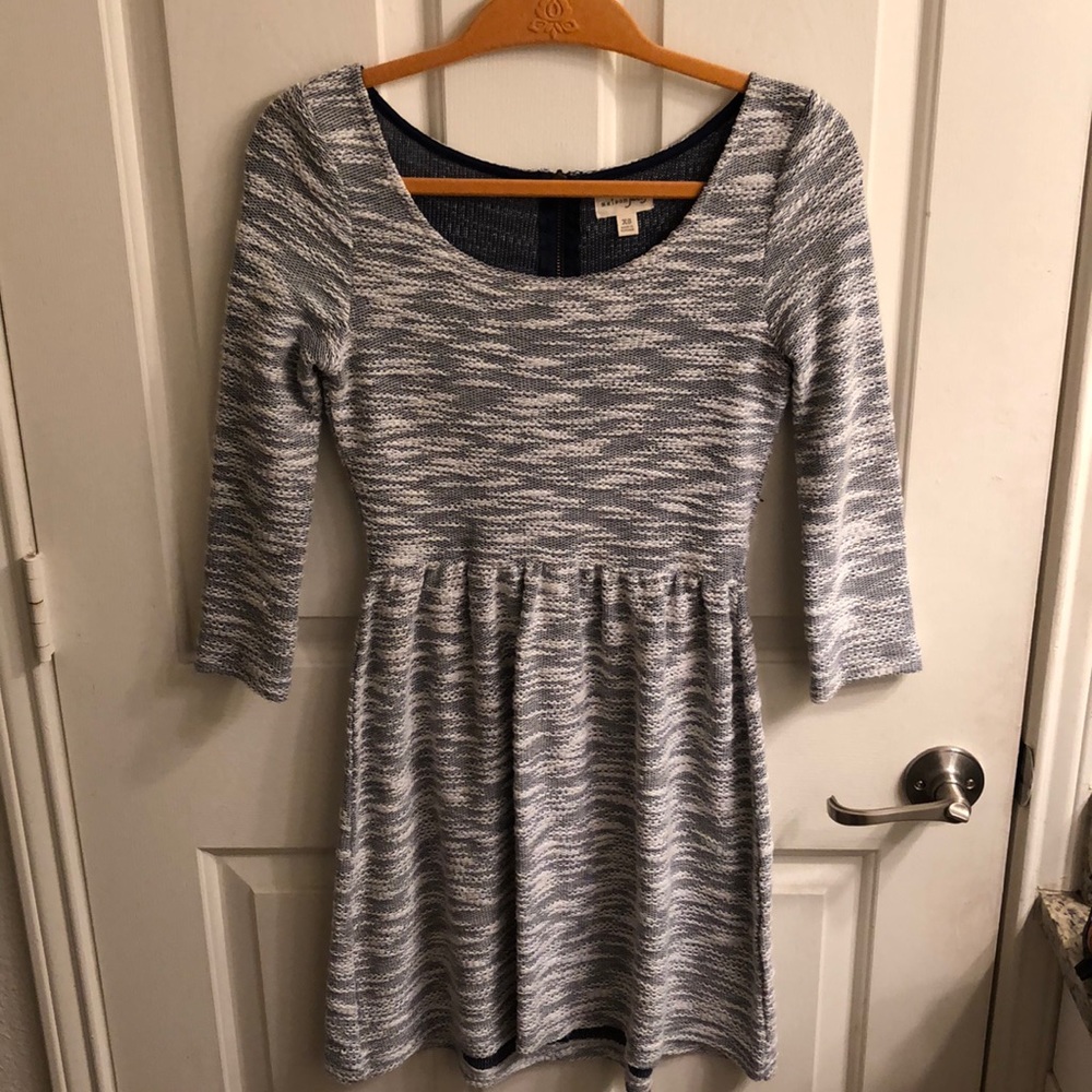 Blue and White Textured Dress